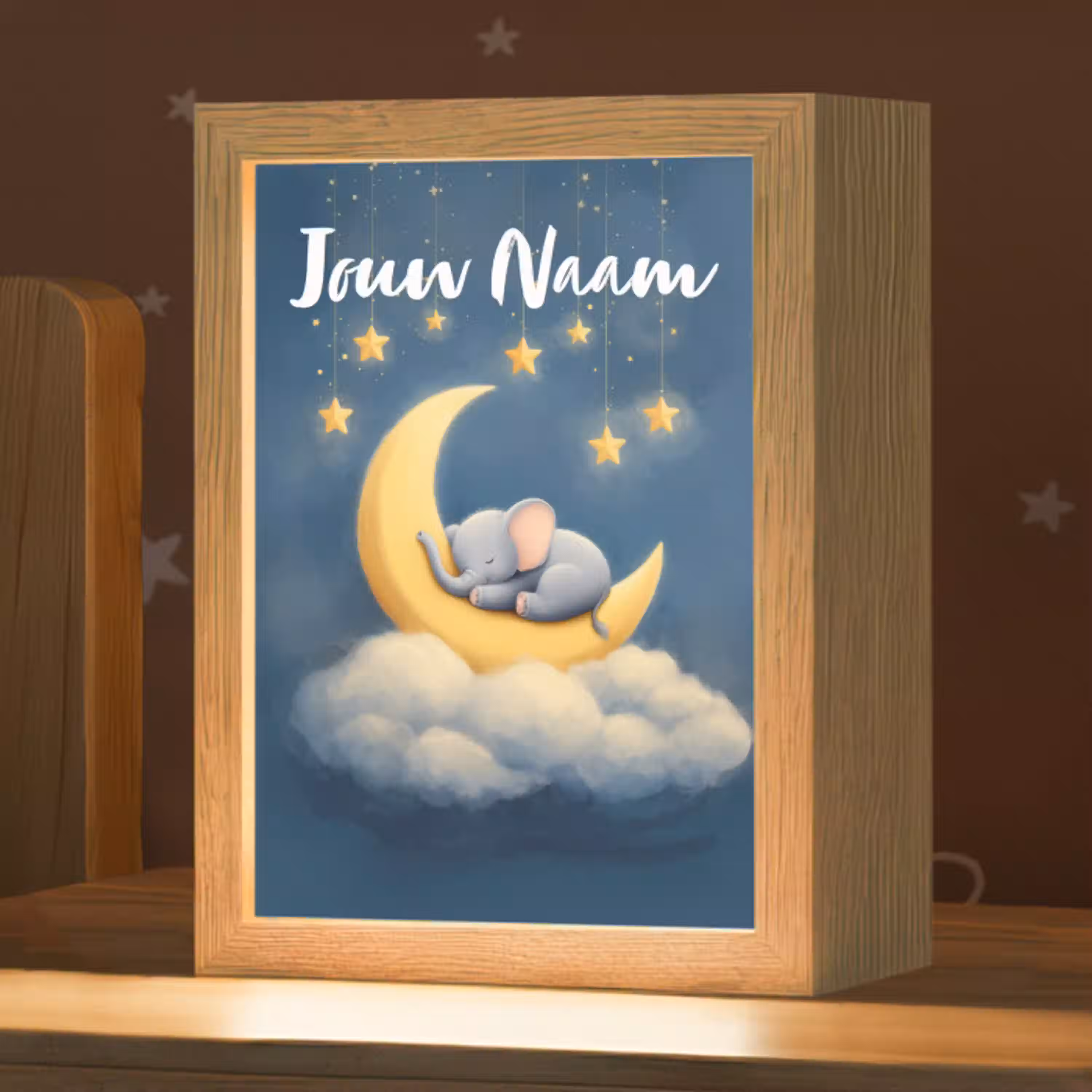 Sterren - Olifant - Maan - Wolken Light Box met kabel (Kinderlampje) klein -zzz_3d_website