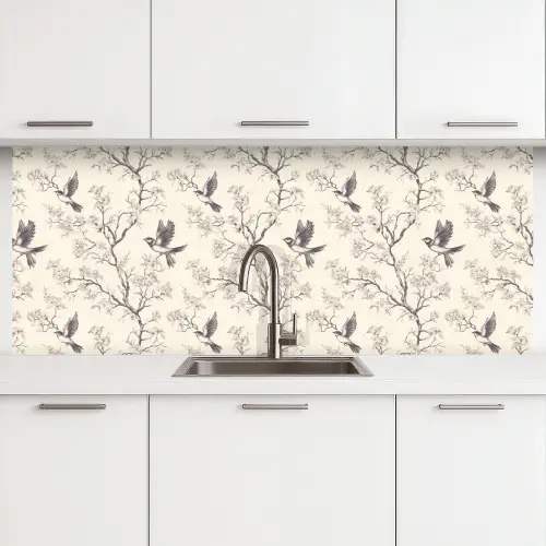 Takken - Vogels - Beige keuken achterwand 2 middel 871 -3d