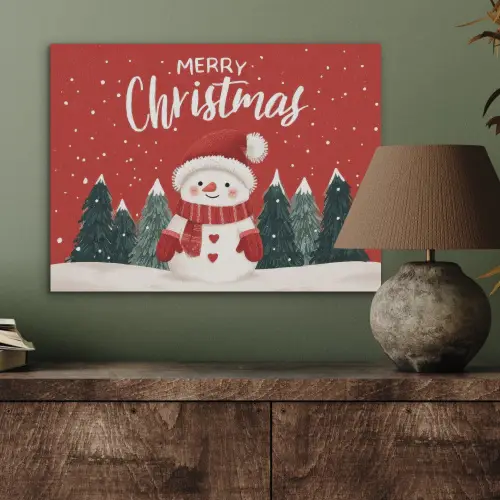 Kerstgroet - Sneeuw - Rood PET vilt klein -sfeer2