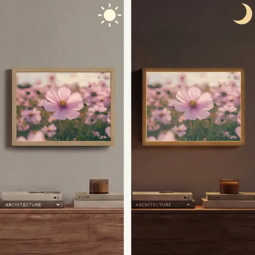 Bloemen - Paars - Wazig Light Box met batterij (Wandlamp) middel -sfeer3