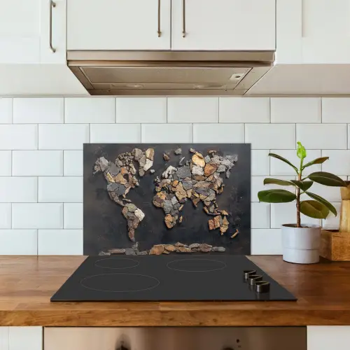 Wereldkaart - Stenen - Realistisch keuken achterwand spatscherm klein -sfeer2