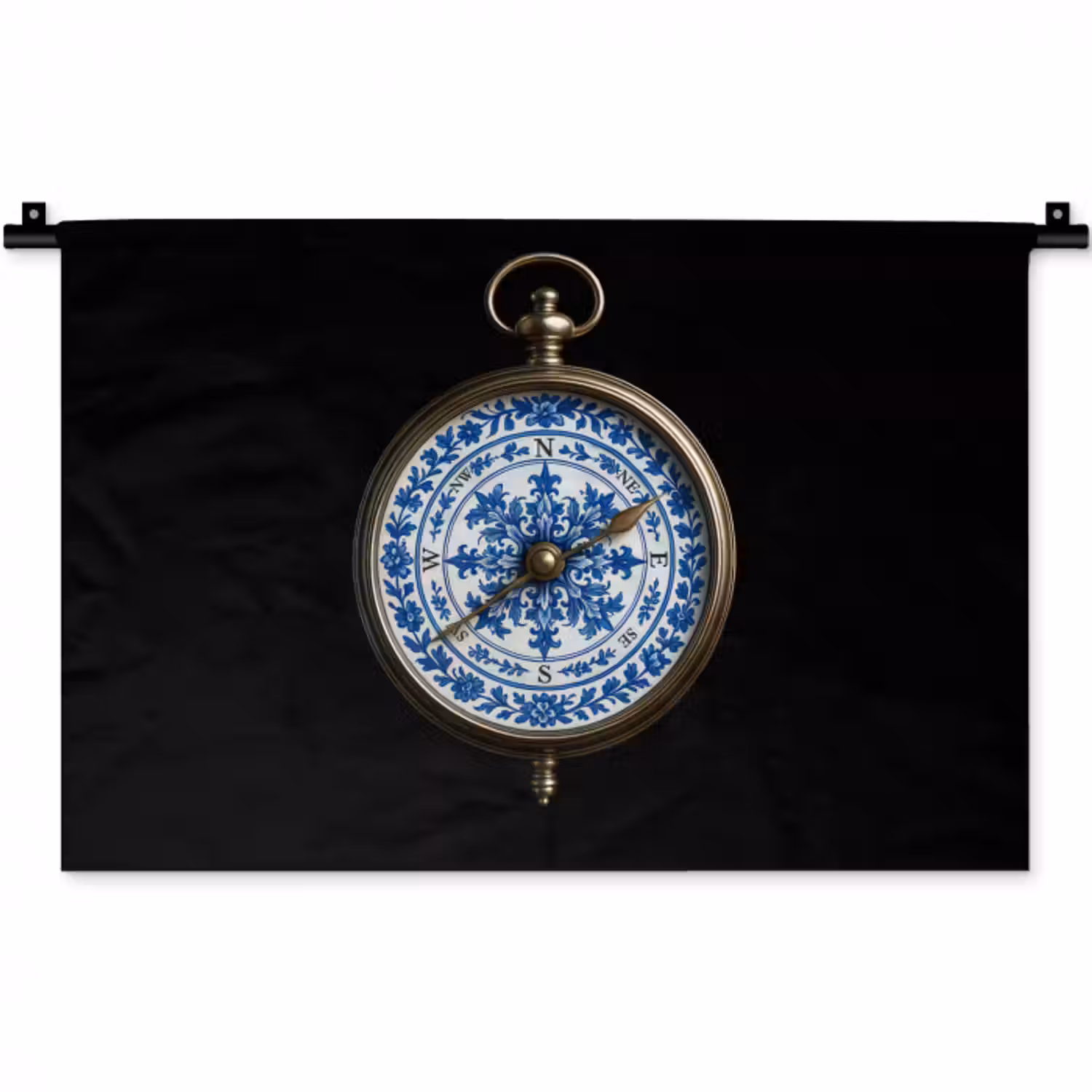 Wandteppich - Kompass - Delfter Blau - Schwarz