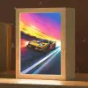 Gele raceauto - Kleurrijk - Neon Light Box met kabel klein -zzz_3d_website