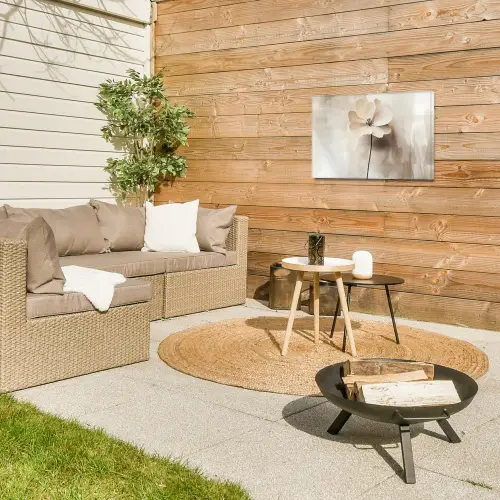 Bloem - Beige - Verf - Schaduw Tuinposter op houten frame 2 cm dik klein -sfeer2