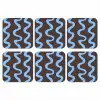 Kronkelende lijnen - Blauw - Bruin - Minimalistisch onderzetter kurk middel 366 -3d