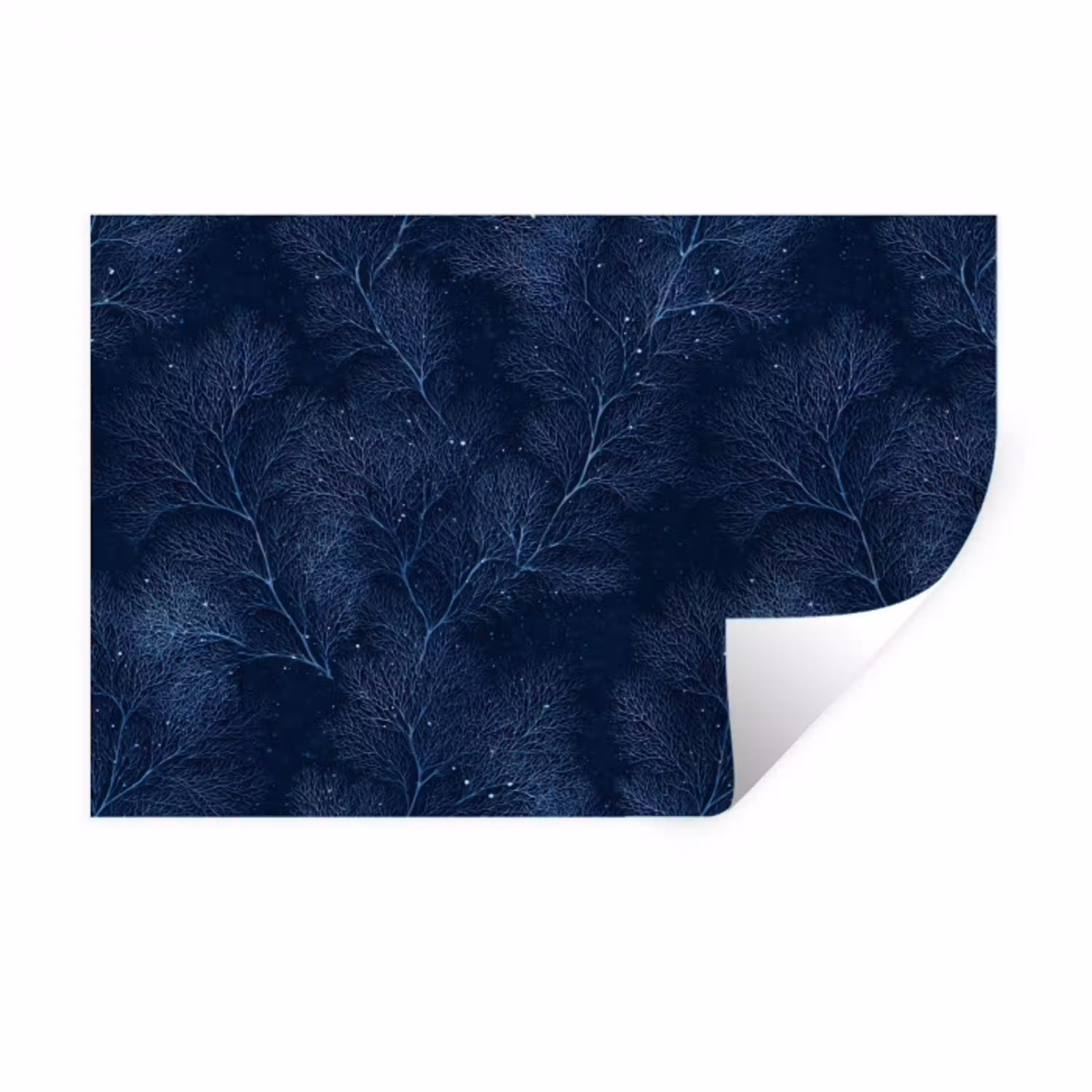 Koraal - Takken - Patroon - Nachtblauw Muursticker klein 286 -3d
