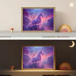 Eenhoorn - Fantasy - Kasteel - Meisje - Paars - Roze Light Box met batterij (Wandlamp kind) middel -sfeer3_kind