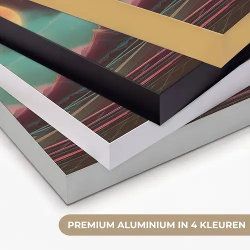 Planeten - Neon - Berglandschap - Zon Textielframe zwart klein -USP_kleurenNL