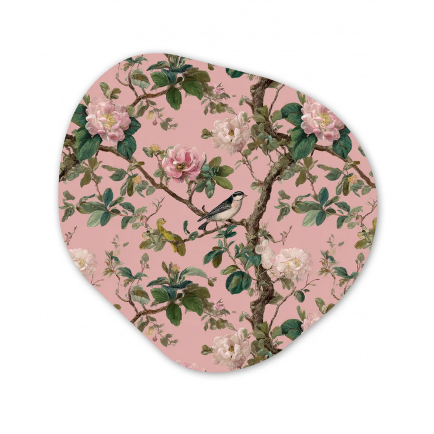 Pioenrozen - Botanisch - Vogel Wandcirkel Organisch Forex 3mm klein 629 -3d