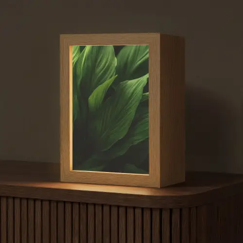 Bladeren - Schaduw - Groen - Textuur Light Box met kabel (Tafellamp) klein -z3d_website