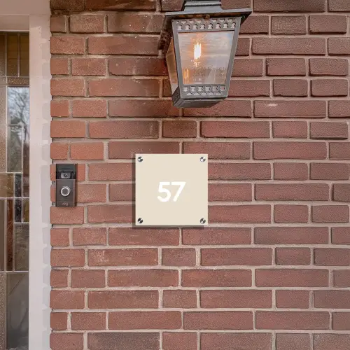 Effen - Beige - Traditioneel Naambord Vierkant klein -sfeer7-XS