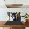 Panter - Zwart - Abstract - Verfstreken keuken achterwand spatscherm klein -sfeer2