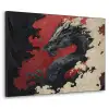 Zwarte draak - Rookwolken - Rood Textielframe zwart klein -3d