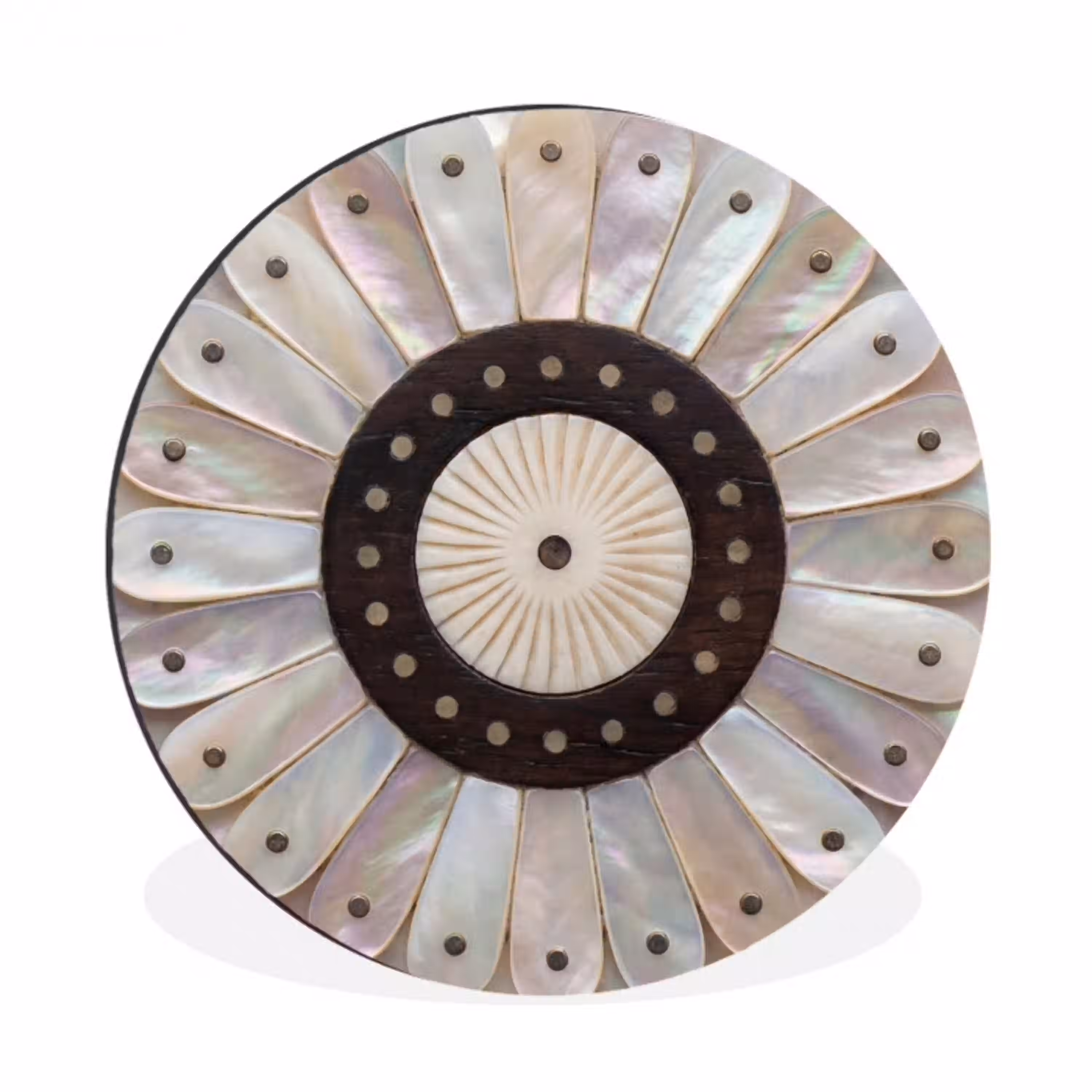 Parelmoer - Patroon - Decoratie - Ambacht - Wit Wandcirkel aluminium klein -3d