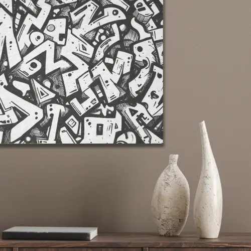 Vormen - Letters - Graffiti - Zwart PET vilt klein -sfeer6_closeup