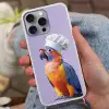 Papegaai - Koksmuts - Paars - Cute Hoesje iPhone 16 Pro Max met koord klein -sfeer3