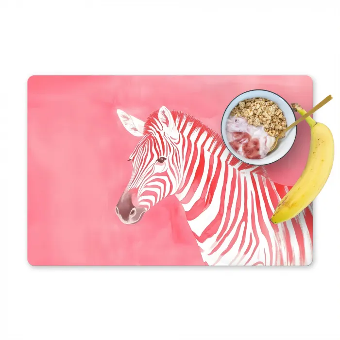 Zebra - Pink - Verf Placemat vinyl groot -zzzproduct_Kitchenyeah-website