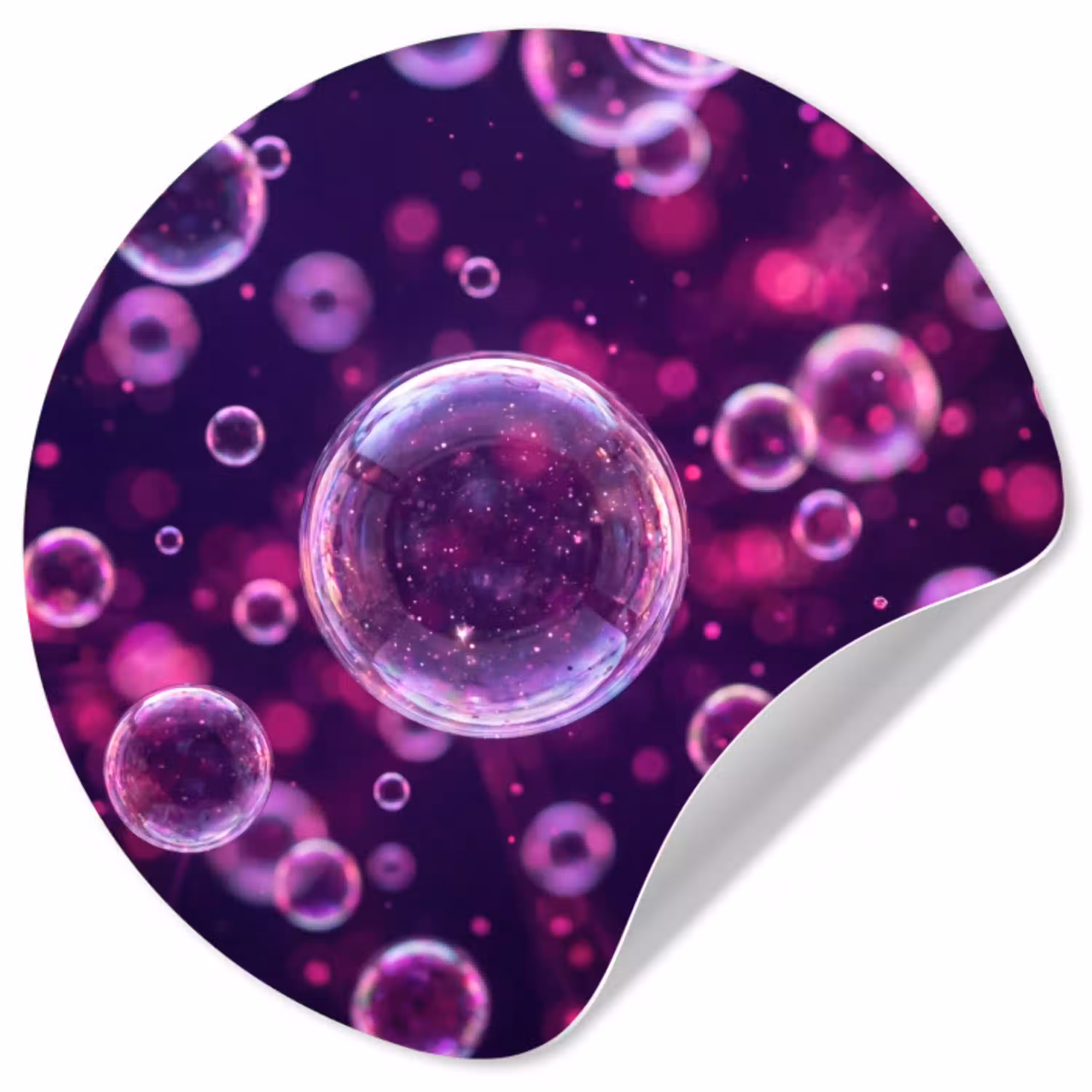 Paars - Bubbels - Schuim Wandcirkel behangsticker klein -3d