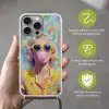 Vrouw - Blond - Roze kauwgom - Kleurrijk - Pastel Hoesje iPhone 16 Pro Max met koord klein -sfeer2_NL