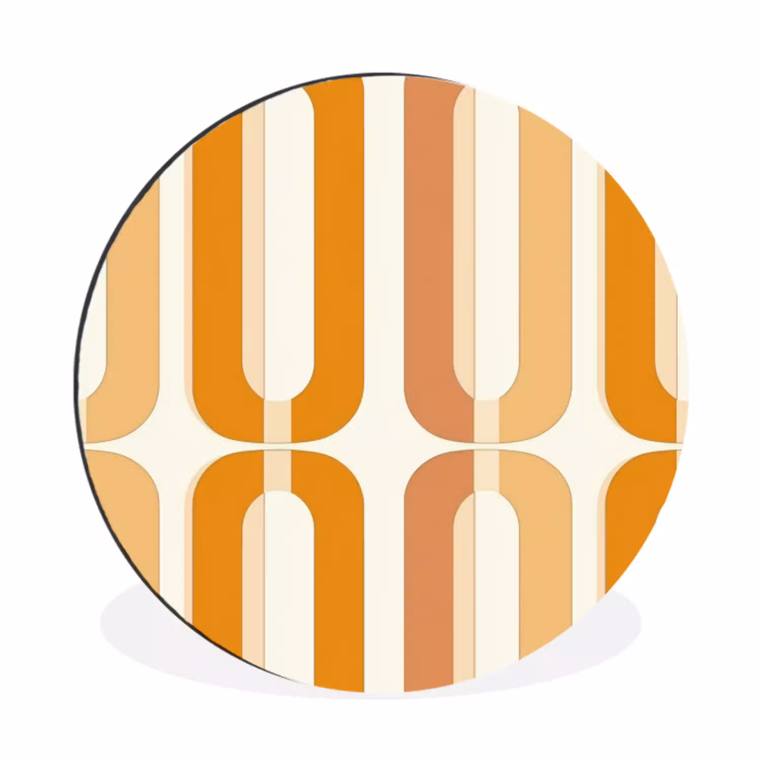 U-vorm - Retro - Oranje Wandcirkel aluminium klein 190 -3d