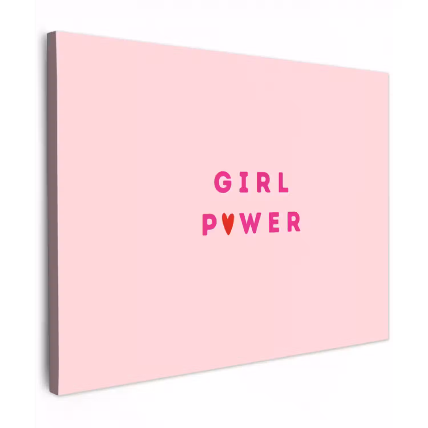 Canvas schilderij - Girl power - Roze - Hartje