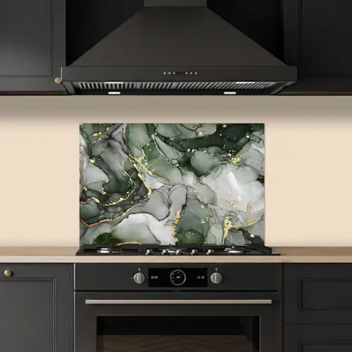 Luxe - Marmer - Groen keuken achterwand spatscherm klein -sfeer1