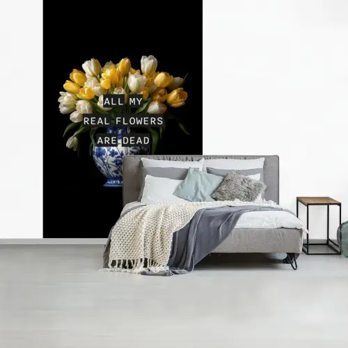 Quotes - Bloem - Tulp - Geel fotobehang vinyl groot -slaapkamer