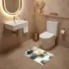 Minimalistisch - Cirkels - Penseelstreken - Beige WCmat klein -sfeer3