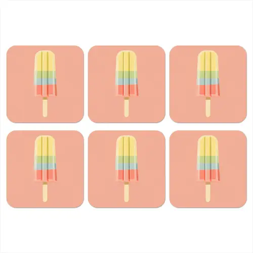 Waterijsje - Pasteltinten - Minimalistisch onderzetter kurk middel -3d