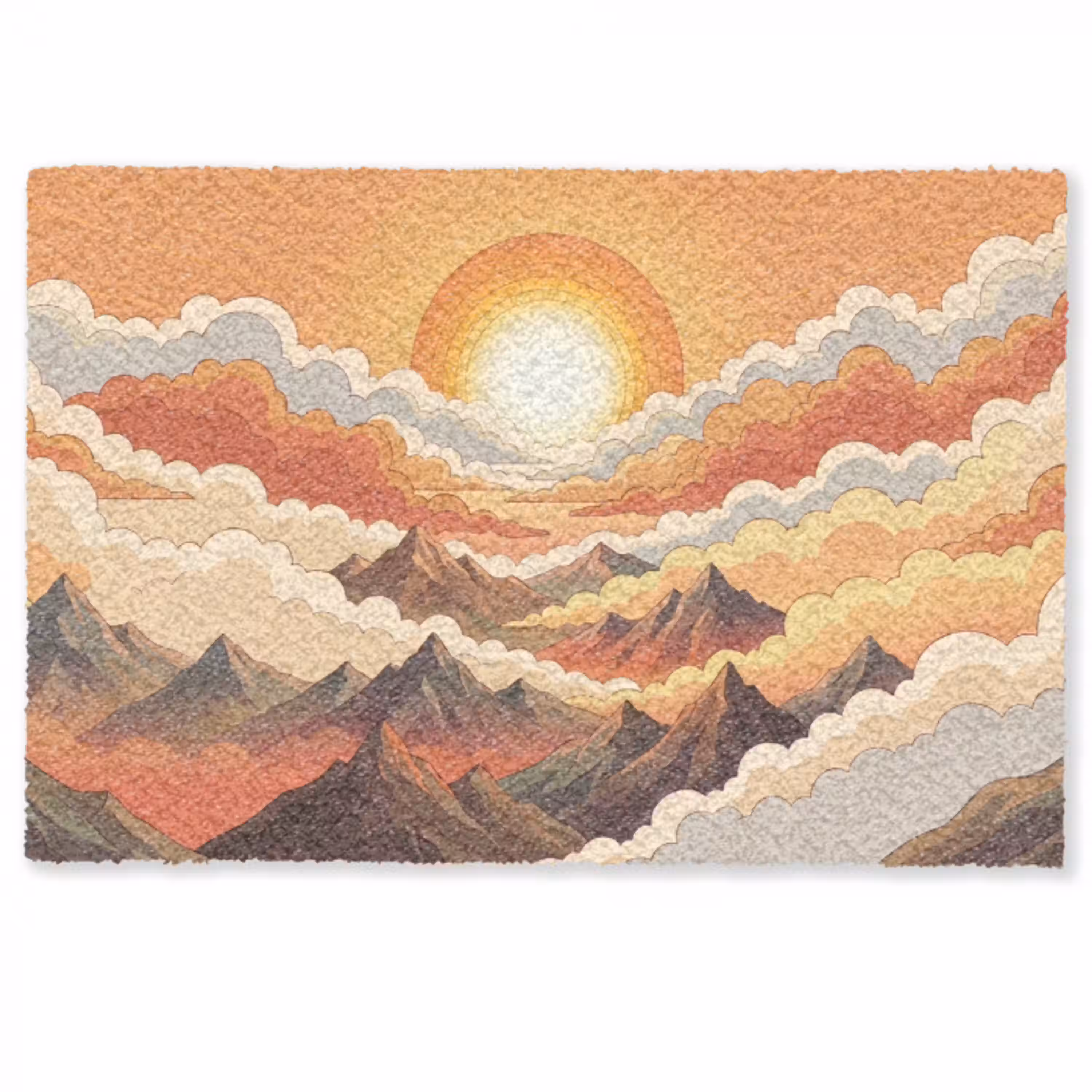 Bergen - Wolken - Natuur - Zonsopgang - Oranje Deurmat klein -zkaufland3d