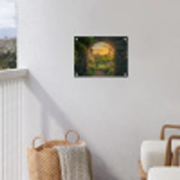 Poort - Planten - Zonsondergang tuinposter los doek klein -sfeer8