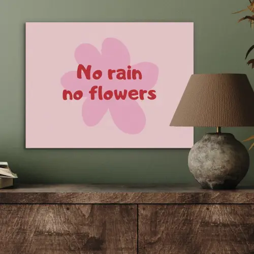 No rain no flowers - Bloem - Roze PET vilt klein -sfeer2