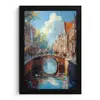 Stad - Gracht - Zon - Fietsen fotolijst zwart zonder passe partout klein -3d