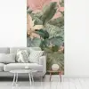 Compositie van bladeren - Groen - Roze fotobehang vinyl groot -woonkamer