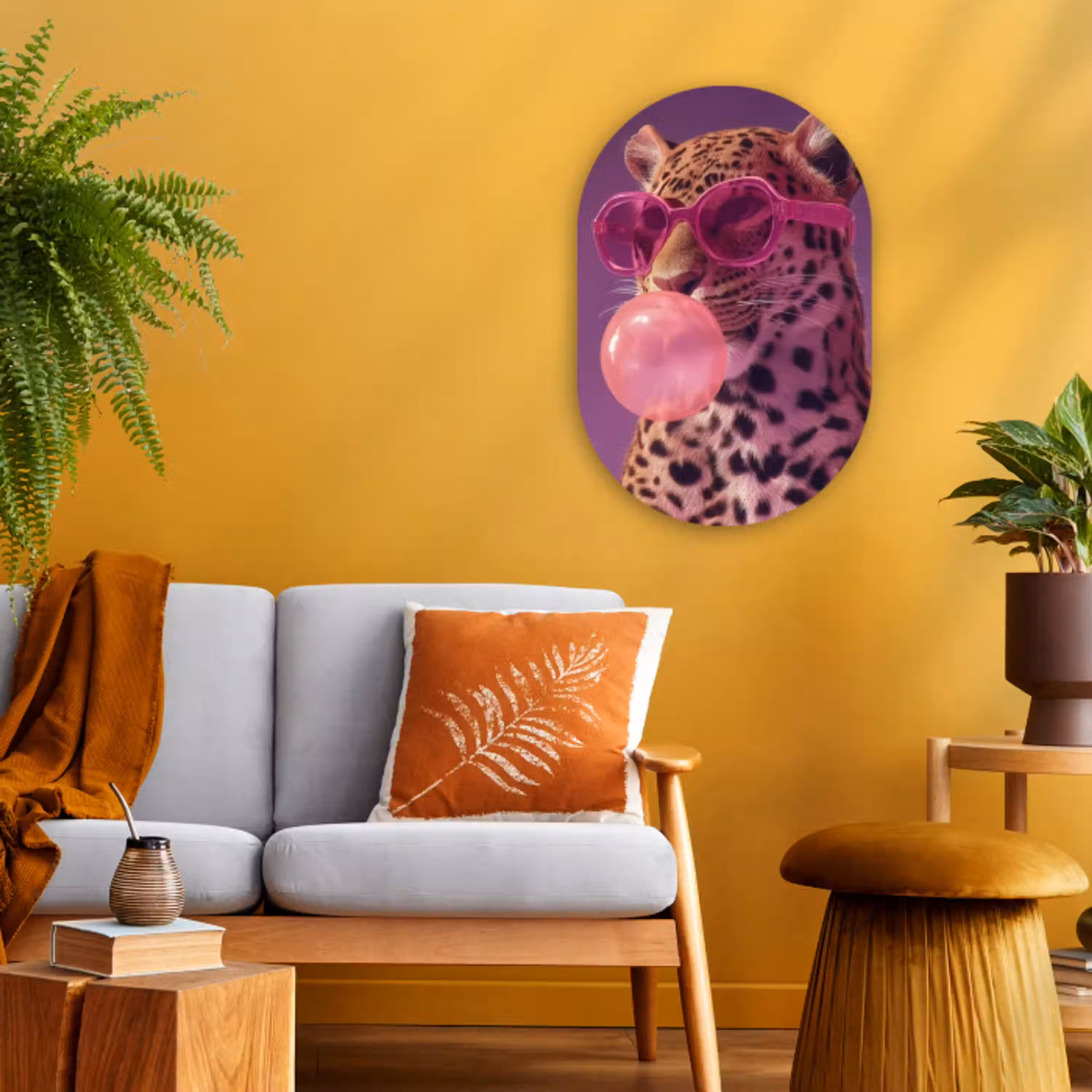 Panter - Zonnebril - Kauwgombel - Roze Wandcirkel Ovaal Forex klein -sfeer4