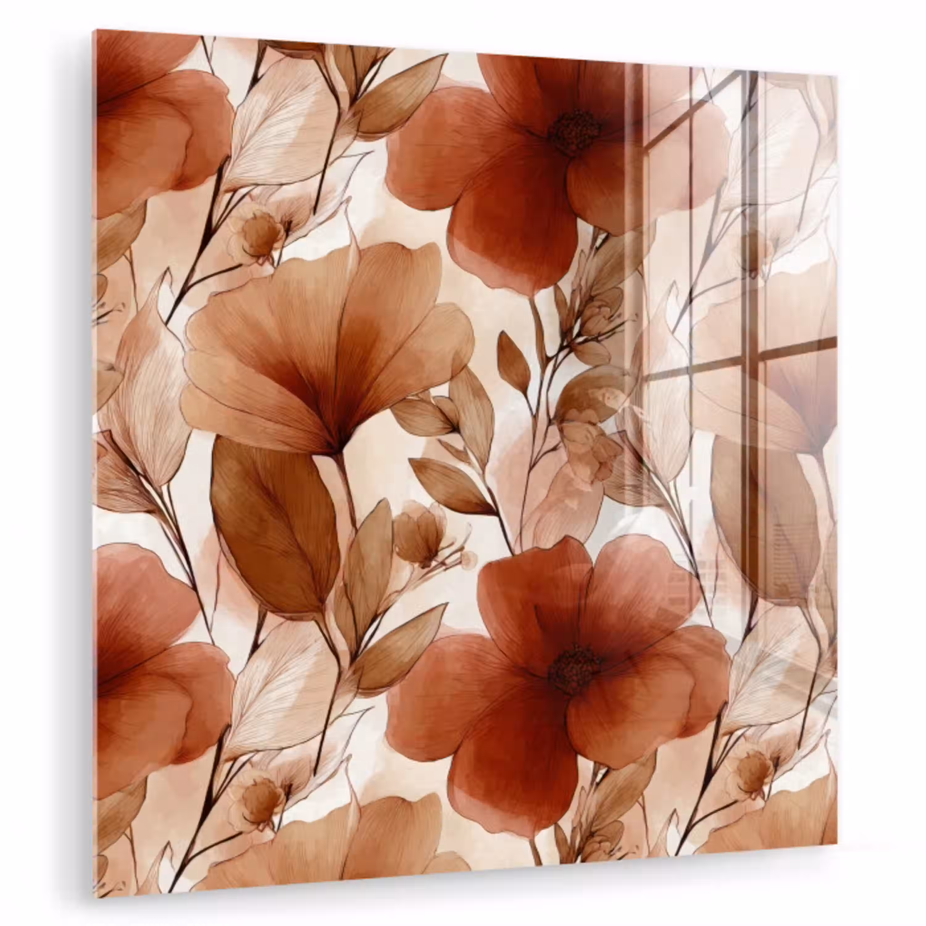 Bloemen - Aquarel - Botanisch - Terracotta plexiglas 5mm klein 11 -zzzproduct_nieuw