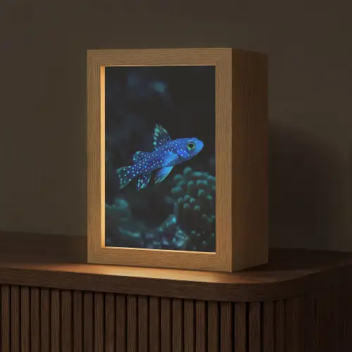 Vis - Stippen - Koraal - Blauw Light Box met kabel (Tafellamp) klein -z3d_website