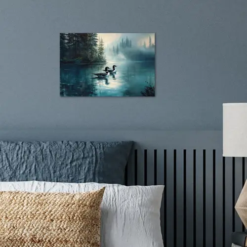 Bos - Water - Eenden - Mistig poster papier klein -sfeer2