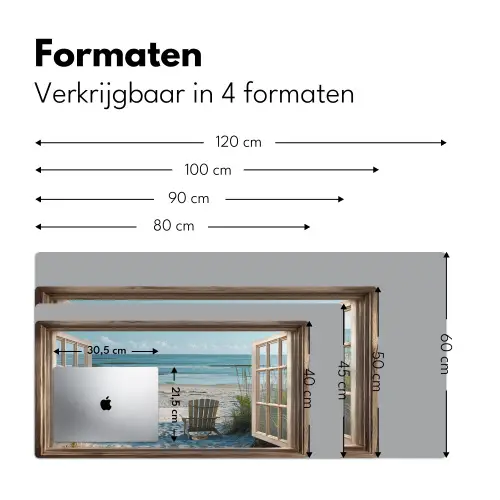 Doorkijk - Strandstoelen - Duinen - Zee - Natuur Muismat XXL klein -sfeer5