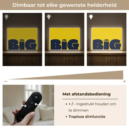 Geel - Think big - Grafisch Light Box met batterij (Wandlamp) middel -USP_dimbaarNL