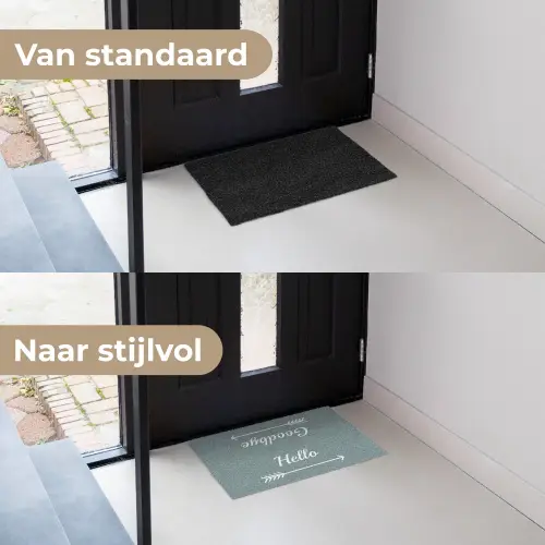 Quote  - Blauwgrijs Deurmat klein -voor-na_NL