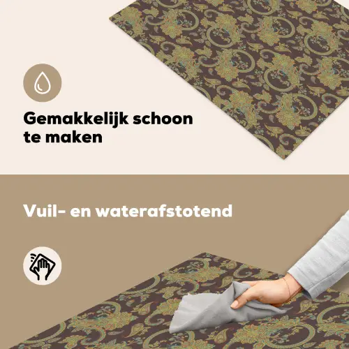 Bruin - Groen - Bloemen Inductie beschemer met haakjes klein 777 -ky-schoon-nl