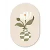Vaas - Geruit - Bloem - Groen Wandcirkel Ovaal Forex klein -3d