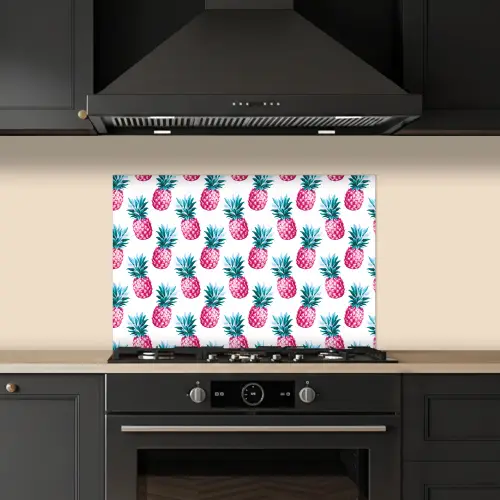 Ananas - Roze - Wit keuken achterwand spatscherm klein 900 -sfeer1