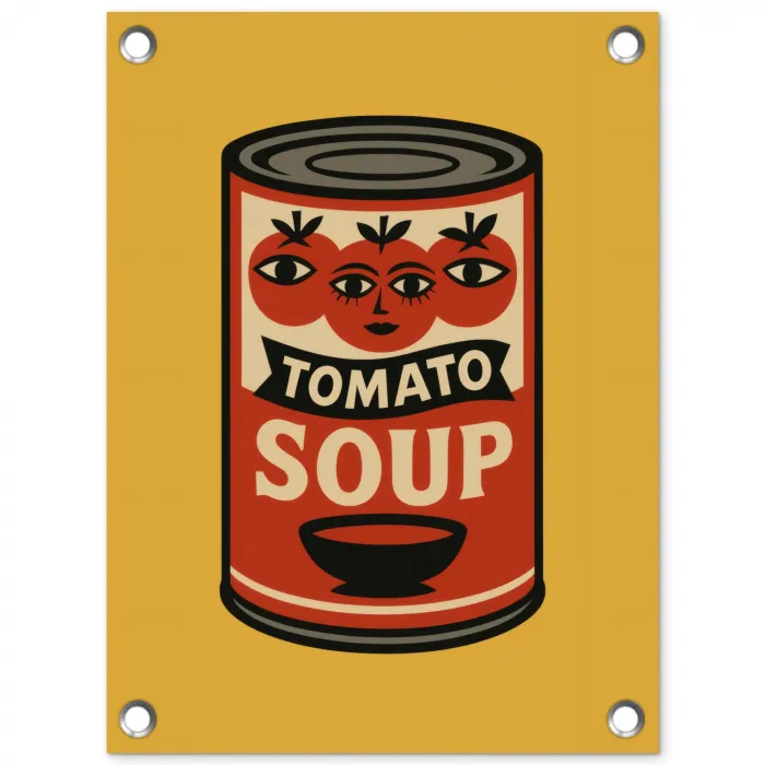 Tomatensoep - Gezichtje - Illustratie - Rood tuinposter los doek klein -3d
