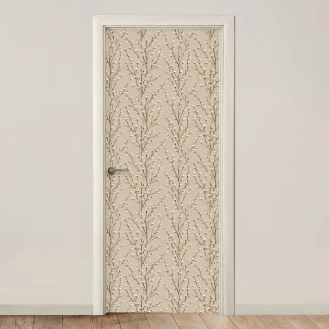 Deursticker met naam - Katoen - Natuur - Taupe