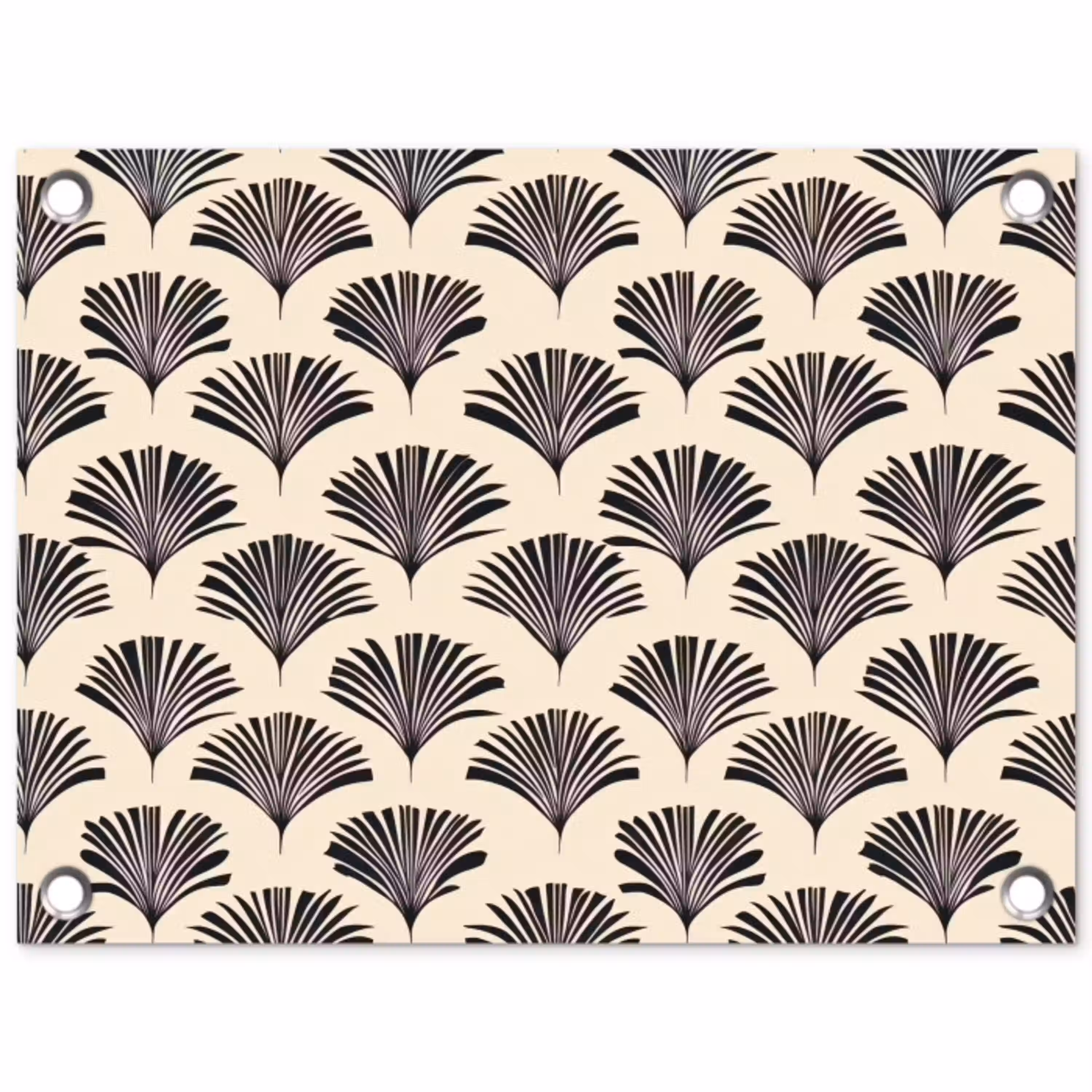 Waaiers - Botanisch - Zwart - Beige tuinposter los doek klein 239 -3d