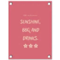 BBQ - Quote - Roze - Zomer tuinposter los doek klein -3d