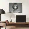 Vrouw - Zwart Wit - Ketting - Zonnebril PET vilt klein -sfeer5