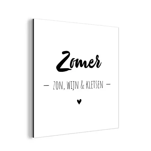 Zomer, zon, wijn & kletsen - Quotes - Tekst - Wijn - Zomer aluminium wit klein -3d